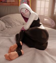 3d 3d_(artwork) asymmetrical_hair blonde_female blonde_hair blue_eyes blush blush blush_lines blushing_at_viewer costume cute eye_contact feet feet_focus female foot_fetish foot_focus ghost-spider gwen_stacy gwen_stacy_(spider-verse) light-skinned_female light_skin looking_at_viewer marvel marvel_comics mask masked masked_female multicolored_hair petite skinny skinny_female soles soles_female spider-gwen spider-man:_across_the_spider-verse spider-man:_into_the_spider-verse spider-man_(series) suit superhero superhero_costume superheroine teenage_girl teenager toes wtfsths