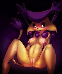 anthro anthrofied anus ass barefoot blush breasts delcatty elpatrixf feline feline fur looking_down mammal navel nintendo nipples nude pokemon presenting presenting_hindquarters presenting_pussy pussy spread_legs spreading video_games