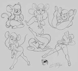 anthro anthrofied ass breasts chip chip_'n_dale_rescue_rangers disney gadget_hackwrench kneeling mammal mouse pose posing pussy rodent scificat spreading teasing