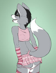 anthro balls canine color cross crossdressing cute dress dressing fur furry furry_only gay lipstick male mammal panties poisson senrai sketch sketches skirt stockings top underwear undressing wolf