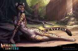 2014 anthro breasts cheetah english_text feline female jungle mammal nipples nude pussy roots ruins solo sunlight text tree wildering