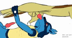 3_fingers animated aurel balls blue_fur feral fur furry furry_only gay interspecies knot linoone lucario male nintendo oral paws plain_background pokemon pokemon_(species) red_eyes sharp_claws spikes video_games white_background