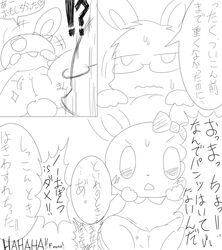 ! 2013 ? black_and_white female lagomorph male mammal monochrome pussy rabbit tatwuyan text translation_request