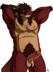 1boy anthro artist_signature ball_tuft balls ballsack biceps brown_stripes dragon ear_piercing erection facial_hair facial_piercing fangs fileossur foreskin foreskin_folds genital_piercing goatee grey_eyes horns humanoid_penis intact long_hair_male male male_nipples male_only male_pubic_hair maroon_hair nipple_piercing nipple_rings nose_piercing penis penis_piercing piercing presenting prince_albert_piercing red_skin retracted_foreskin rossciaco scalie scars scrotum shadow sideburns solo tail testicles uncut veiny_penis