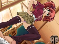 femdom footjob green_eyes pantyshot red_hair rosario+vampire school_uniform shuzen_kokoa skirt thighhighs toms2435