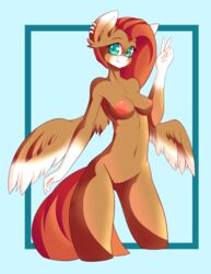 breasts equine fan_character female friendship_is_magic hair looking_at_viewer mammal mintybit my_little_pony nipples pegasus pussy solo standing wings