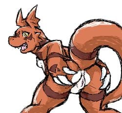 ass back_view color digimon female female_only genderswap guilmon mutabouru pussy solo tail vulva