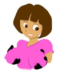 1girls breast_fondling breast_grab breast_squeeze breasts clothes color dark-skinned_female dark_skin dora_marquez dora_the_explorer female female_only human latina nickelodeon nipples pawblo shirt solo tagme