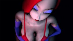 1girls 1kmspaint 3d animated cleavage disney dress eyeshadow female hair_over_one_eye human jessica_rabbit lipstick male paizuri penis red_dress red_hair red_lipstick source_filmmaker straight tagme who_framed_roger_rabbit