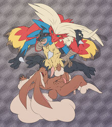 1girls 2boys bisexual blaziken domination female female_pokemon femdom furry lopunny lucario male male/female male/male male_lopunny male_pokemon male_pokemon/female_pokemon male_pokemon/male_pokemon nintendo pokemon pokemon_(species) shmutz-art video_games