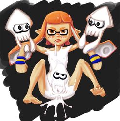 1girls after_sex ambiguous_gender anthro artist_request blush breasts cephalopod cum cum_everywhere cum_in_ass cum_in_mouth cum_in_pussy cum_inside cum_on_body cum_on_breasts female hair humanoid ink inkling inkling_girl inkling_squid looking_at_viewer messy nintendo nipples nude nude_female orange_eyes orange_hair pointy_ears pussy simple_background small_breasts smooth_skin solo splatoon squid tagme tentacle tentacle_hair white_ink