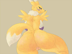 anthro ass bandai big_butt blush breasts canine digimon female fox fur looking_back looking_down mammal nude open_mouth presenting presenting_hindquarters pussy renamon sideboob signirsol solo