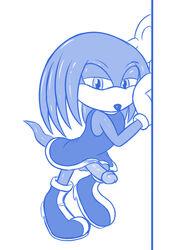 balls clothed clothing cpctail crossdressing dress echidna erection footwear fur girly hair humanoid_penis knuckles_the_echidna looking_at_viewer male mammal monotreme open_mouth penis pinup pose simple_background solo sonic_(series) standing white_background