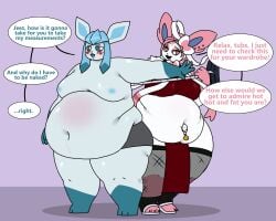 bbm big_breasts breasts chubmacaroni cleavage eeveelution fat female glaceon huge_breasts moobs nipples overweight pokemon pokemon_(species) sam_(queenofthekabuto) sylveon tagme thick_thighs wide_hips
