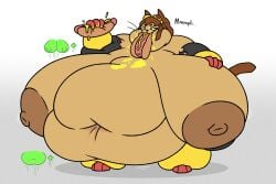 1girls anthro areolae ass belly belly_overhang breasts brown_fur brown_hair cat fat feline feline_humanoid female female_focus female_only food furry gameoverse glitch_productions hanging_breasts hot_dog hyper hyper_ass hyper_breasts kit_(gameoverse) large_ass large_breasts lavenderbillows mustard nipples obese obese_female overweight overweight_female red_eyes stomach topless topless_female weight_gain