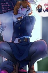 alley blowjob brunette_hair deepthroat itadori_yuuji jujutsu_kaisen mrhernandrawings nobara_kugisaki outdoor_sex tagme video