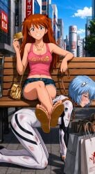 2girls ai_generated all_fours ass asuka_langley_sohryu bags bare_legs bare_shoulders barefoot bdsm blue_eyes blue_hair bruise bruised bullying cheerful clothed confidence confident confident_female credit_card crossed_ankles crying cuckquean denim_shorts disrespect dominant dominant_female dominant_female_submissive_female dominant_girl feet feet_on_back female femdom fetish findom flip_flops footrest footstool goddess golden_necklace hair_between_eyes hair_ornament handbag happy happy_dom happy_female happy_girl headwear human_footstool human_furniture humiliated humiliation injury interface_headset kneeling leash legs lezdom long_hair looking_at_viewer loser_submits navel neon_genesis_evangelion on_knees on_leash open_smile orange_hair outdoors paypig petplay pink_tank_top pink_toenails plugsuit public_humiliation public_indecency rei_ayanami relaxing sad_sub sandals servant sexy_feet sexy_girl shopping shopping_bag short_hair short_shorts shorts slave slave_girl slavegirl smile smiling smiling_at_viewer smiling_female smug smug_face smug_smile submissive_female tank_top tears teenage_female teenage_girl teenager toenail_polish toenails toes torn_clothes tsundere white_bodysuit winner worship yuri