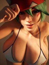 3d 3d_model 3d_render bikini bikini_top boobs breasts cleavage huge_boobs huge_breasts kiriko_(overwatch) large_breasts looking_at_viewer massive_breasts overwatch overwatch_2 scrag_boy_(model) tanqian6918 tits top_heavy viewed_from_above