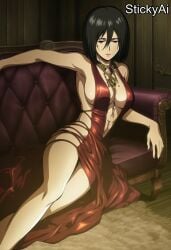 accurate_art_style ai_generated anime_coloring attack_on_titan curvy female female_only mature mature_female milf pinup shingeki_no_kyojin solo solo_female solo_focus stickyai