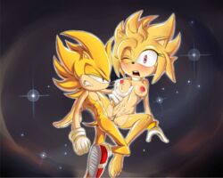 amy_rose ass breast_grab breasts cum exposed_torso female footwear handwear hedgehog male nipples nolegal nude power_sex sonic_(series) sonic_the_hedgehog straight super_amy super_sonic superpowered_sex