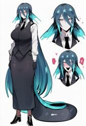 1girls ai_generated bartender eel kortai lesbian novelai original_character reference_sheet tagme
