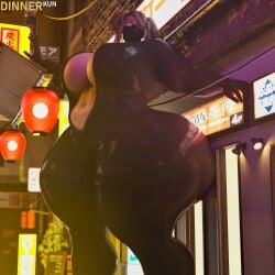 bodysuit dinner-kun giantess gigantic_ass gigantic_breasts ninja sakai_(dinner-kun) sakai_takuno