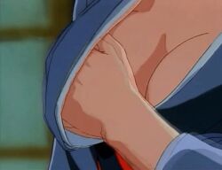 1990s_(style) 1993 1girl 1girls animated animated_gif anime_screenshot breasts female grabbing_own_breast groping groping_breast han'eri hand_under_clothes housewife indoors japanese_clothes kimono lonely lowres mature_female medium_breasts michiyo_suhiro middle_aged middle_aged_female middle_aged_woman obijime retro_artstyle showa_era tagme youjuu_sensen_adventure_kid