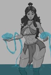 1girls avatar_legends avatar_the_last_airbender big_breasts breasts dark-skinned_female dark_skin female katara nickelodeon nipple_bulge pzilart solo underboob