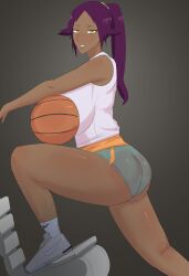 1girl absurdres basketball bleach breasts dark-skinned_female dark_skin highres large_breasts nexxu ponytail shihouin_yoruichi