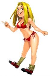 1girls ai ai_generated bikini blonde_hair buckteeth cartoon_network ed_edd_n_eddy female freckles fusionfall grey_eyes may_kanker