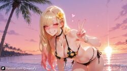 1girls ai_generated ass big_ass big_breasts bikini blonde-haired_female blush breasts closed_mouth cute cute_face duo female female_focus kitagawa_marin large_breasts light-skinned_female light-skinned_male male marin_kitagawa multicolored_hair my_dress_up_darling nipples pink_eyes pussy sexy sexy_pose sono_bisque_doll_wa_koi_wo_suru standing yellow_hair