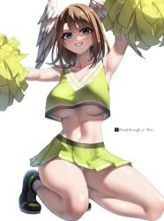 1girls alternate_costume blue_eyes breakthrough_rr breasts brown_hair cheerleader cheerleader_uniform colored eunie_(xenoblade) female female_only grinning large_breasts looking_at_viewer midriff monolith_soft navel nintendo panties pom_poms smiling smiling_at_viewer sneakers tagme thick_thighs thighs underboob wings wings_on_head xenoblade_(series) xenoblade_chronicles_3