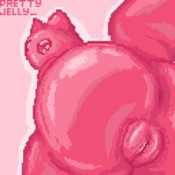 1:1 animated animated_gif anus butt butt_focus butt_jiggle digital_media_(artwork) female genitals jiggling looking_at_viewer looking_back pixel_(artwork) pixel_animation plump_labia prettyjelly short_playtime solo tail tail_motion tailwag vulva