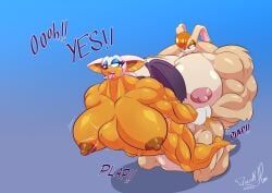 alternate_muscle_size futa_on_female hyper_breasts hyper_penis jack_hoo_(artist) muscular_female muscular_futa rouge_the_bat sonic_(series) stomach_bulge stomach_bulge_paizuri vanilla_the_rabbit