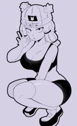 beanie bibi_(brawl_stars) big_ass big_breasts blowjob blowjob_gesture blush boob_window boobs booty_shorts braid braided_hair breasts crop_top cute exposed_shoulders fat_ass gamer_bibi_(brawl_stars) gesture gesturing_at_viewer heart looking_at_viewer multiplylayer shorts shoulders sketch slim_waist small_waist tank_top thick_ass thick_thighs thigh_highs thighhighs thighs