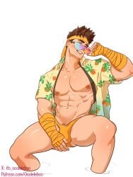 bara beach bulge gay iron_fist iron_fist_(marvel_rivals) its_ocoleleboo lin_lie male male_only marvel marvel_rivals solo speedo sunglasses