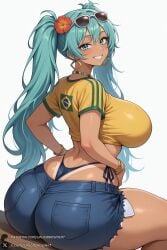 1female 1girl 1girls 2026 ai_generated aqua_eyes aqua_hair artist_name ass bangs big_ass big_breasts bikini blush bracelet brazilian_miku breasts crop_top curvy cutoffs dark_skin denim denim_shorts earrings eyewear_on_head flower from_behind grin hair_flower hair_ornament hatsune_miku hi_res high_quality high_resolution highres hoop_earrings huge_ass huge_breasts jewelry large_breasts long_hair looking_at_viewer looking_back necklace panties patreon patreon_username shirt shorts side-tie_bikini_bottom side-tie_panties simple_background sitting smile solo sunglasses swimsuit tan tanlines thighs thong twintails underwear unjobdespiert vocaloid watermark white_background