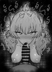 1boy 1girls :>= ahoge big_penis black_and_white blowjob blue_archive blush breasts censored dark-skinned_male dark_skin deepthroat_mark detailed_background drooling erect_nipples eyelashes fellatio female heart heart-shaped_pupils human indoor inside interracial kurotama long_hair looking_at_viewer male male_pov oral oral_sex penis pov room saliva saliva_trail shiny shiny_skin sketch small_breasts sound_effects squatting sweat text tongue tongue_out vein veins veiny veiny_penis yoshimi_(blue_archive)
