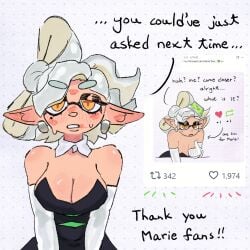 cleavage female kiss_mark kiss_marks_all_over marie_(splatoon) mega00913 plump_breasts solo splatoon