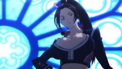 1girls breasts brown_eyes brown_hair character_request cleavage clothing fatal_fury large_breasts mai_shiranui screencap
