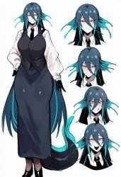 1girls ai_generated bartender eel kortai lesbian novelai original_character reference_sheet tagme