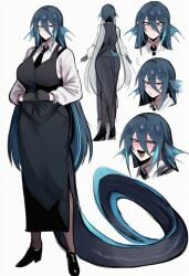 1girls ai_generated bartender eel kortai lesbian novelai original_character reference_sheet tagme