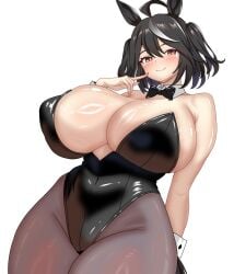 black_hair breasts bunny_ears bunnysuit female hair kitasan_black_(umamusume) looking_at_viewer umamusume wide_hips