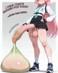1futa after_orgasm ai_generated blue_archive condom condom_balloon cum excessive_cum futa_only futanari hoshino_(blue_archive) huge_balls huge_cock lowiwer masturbation