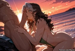 1boy 1girl ai_assisted ai_generated artist_name backlighting beach black_bikini black_hair black_swimsuit breasts cleavage cloudy_sky cum curvaceous curvy curvy_female curvy_figure erection fellatio female green_eyes hetero huge_penis large_breasts large_penis long_hair marvel marvel_rivals miyuai muscle oral penis rogue_(marvel_rivals) sitting sky slingshot_swimsuit solo_focus sunset swimsuit testicles thick thick_ass thick_butt thick_hips thick_legs thick_thighs thighs veins veiny_penis voluptuous voluptuous_female wide_hips wide_thighs