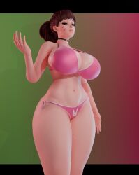 3d 3d_model 3d_render asian asian_female big_breasts boobs breasts cleavage d.va facepaint hips large_breasts large_thighs looking_at_viewer massive_breasts overwatch overwatch_2 ponytail scrag_boy_(model) scrag_d.va sports_bra tanookizz thick_thighs thighs tits unamused underwear wide_hips wide_thighs