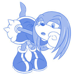 balls clothed clothing cpctail crossdressing dress echidna erection footwear fur girly hair humanoid_penis knuckles_the_echidna looking_at_viewer male mammal monotreme open_mouth penis pinup pose raised_tail simple_background solo sonic_(series) standing white_background