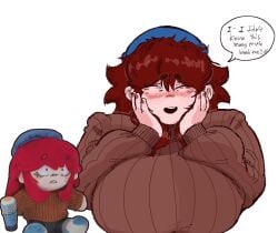auburn_hair big_breasts blush breasts chubby_female cute dumb_girl friday_night_funkin friday_night_funkin_mod girlfriend_(friday_night_funkin) happy huge_ass huge_breasts huge_thighs hyper_thighs korean_nooby_(artist) massacre_girlfriend_(friday_night_funkin) millie_(mistful_crimson_morning) mistful_crimson_morning oc selfie smile wholesome
