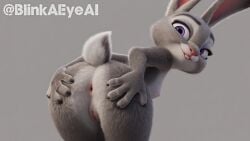 3d ai_generated anthro anus aroused bedroom_eyes breasts clitoris detailed_pussy disney female fur furry grey_fur high_res judy_hopps lagomorph long_ears looking_at_viewer nipples presenting presenting_hindquarters presenting_pussy purple_eyes pussy rabbit seductive_smile solo spread_ass spread_pussy tail zootopia