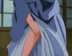 1990s_(style) 1993 1girl 1girls animated animated_gif anime_screenshot black_hair blush breasts breasts_out closed_eyes female fingering grabbing_own_breast groping groping_breast han'eri housewife indoors japanese_clothes kimono lonely lowres masturbation mature_female medium_breasts michiyo_suhiro middle_aged middle_aged_female middle_aged_woman mole mole_under_eye nipples obidome obijime retro_artstyle showa_era sound sweat tagme youjuu_sensen_adventure_kid